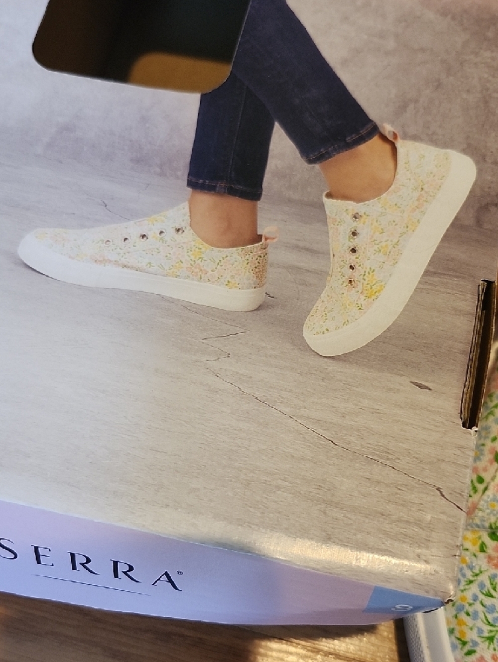 Serra Floral Canvas Sneakers in Pastel Yellow, Pink & Green - Picture 2 of 10